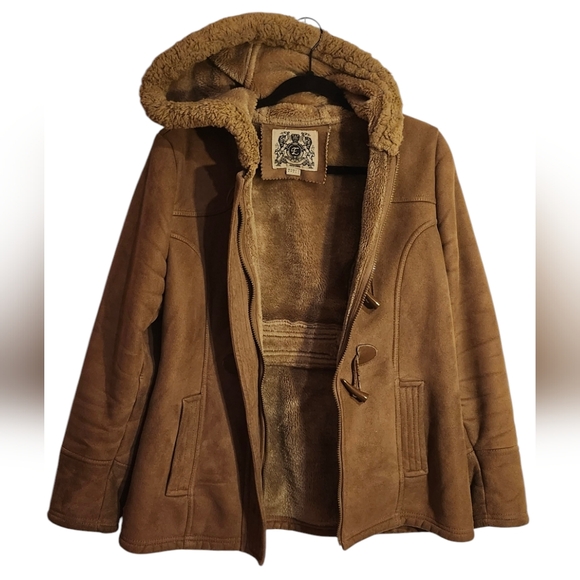 Esprit Fur Lined Coat, Faux Suede / Faux Fur, Vintage Esprit, Size Small - Picture 2 of 11